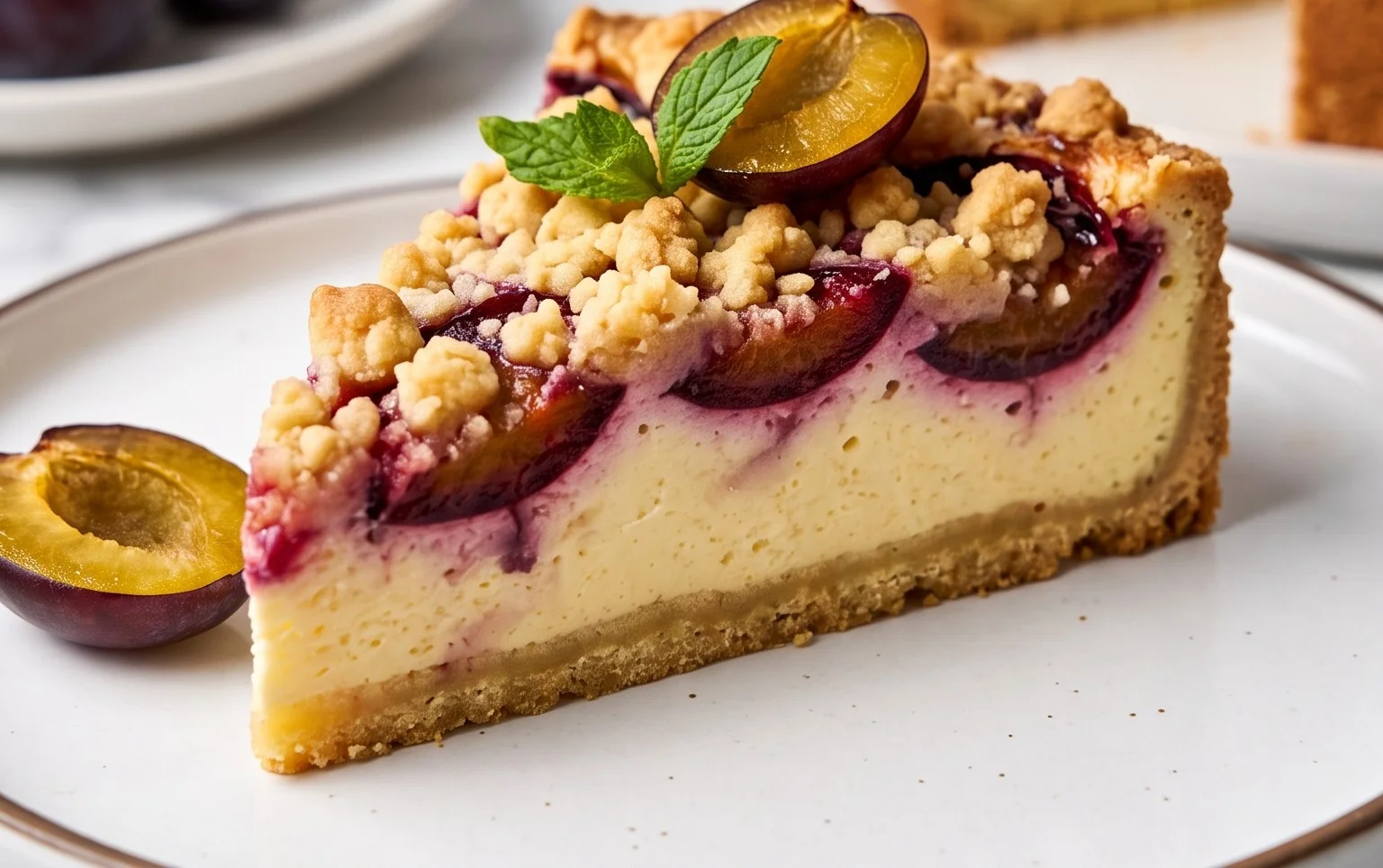 Zwetschgen-Käsekuchen - mit Mürbeteigboden & Streusel