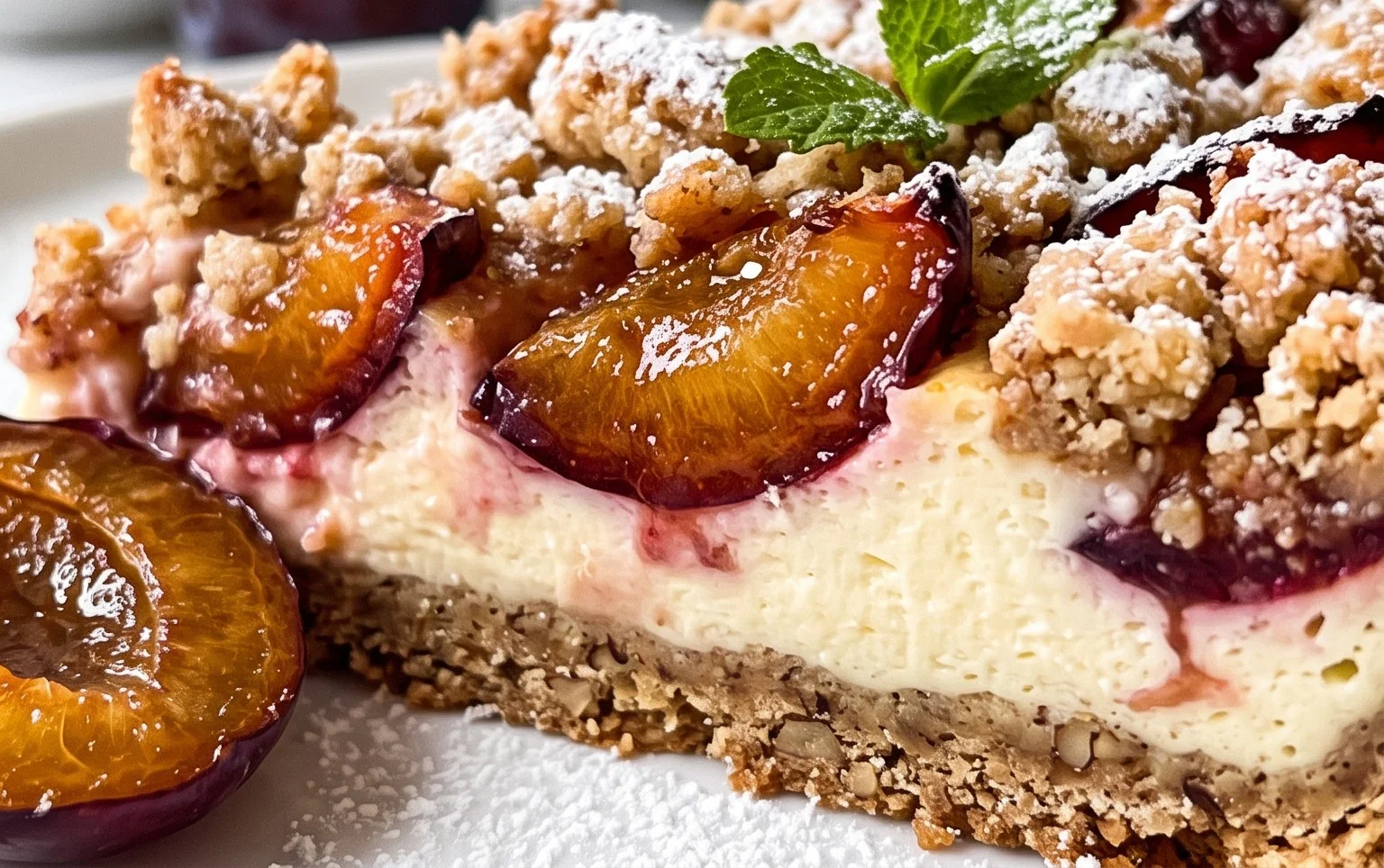Zwetschgen-Topfenkuchen mit Nuss-Mürbteig