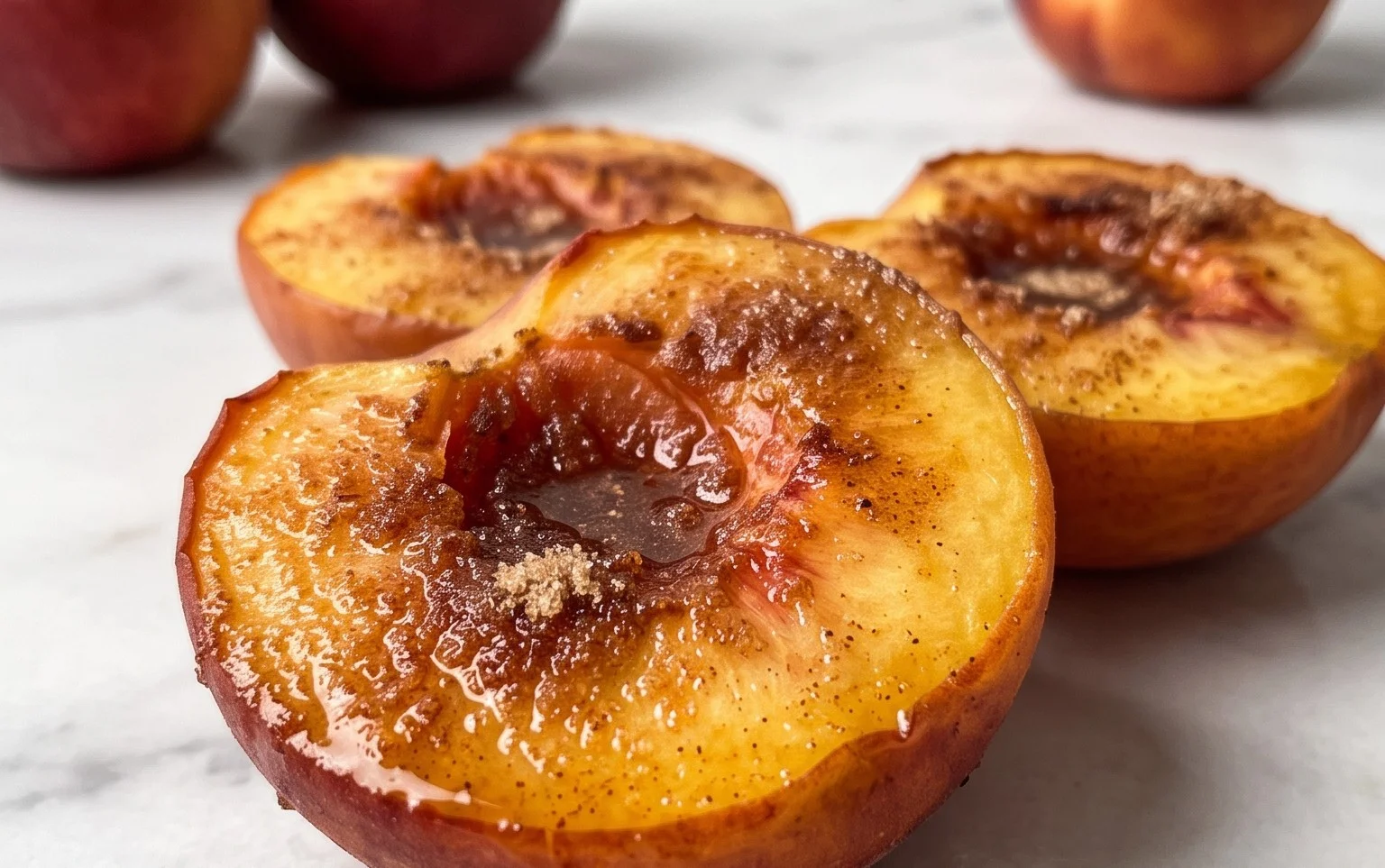 Zimt-Zucker gebackene Pfirsiche: Einfaches Dessert